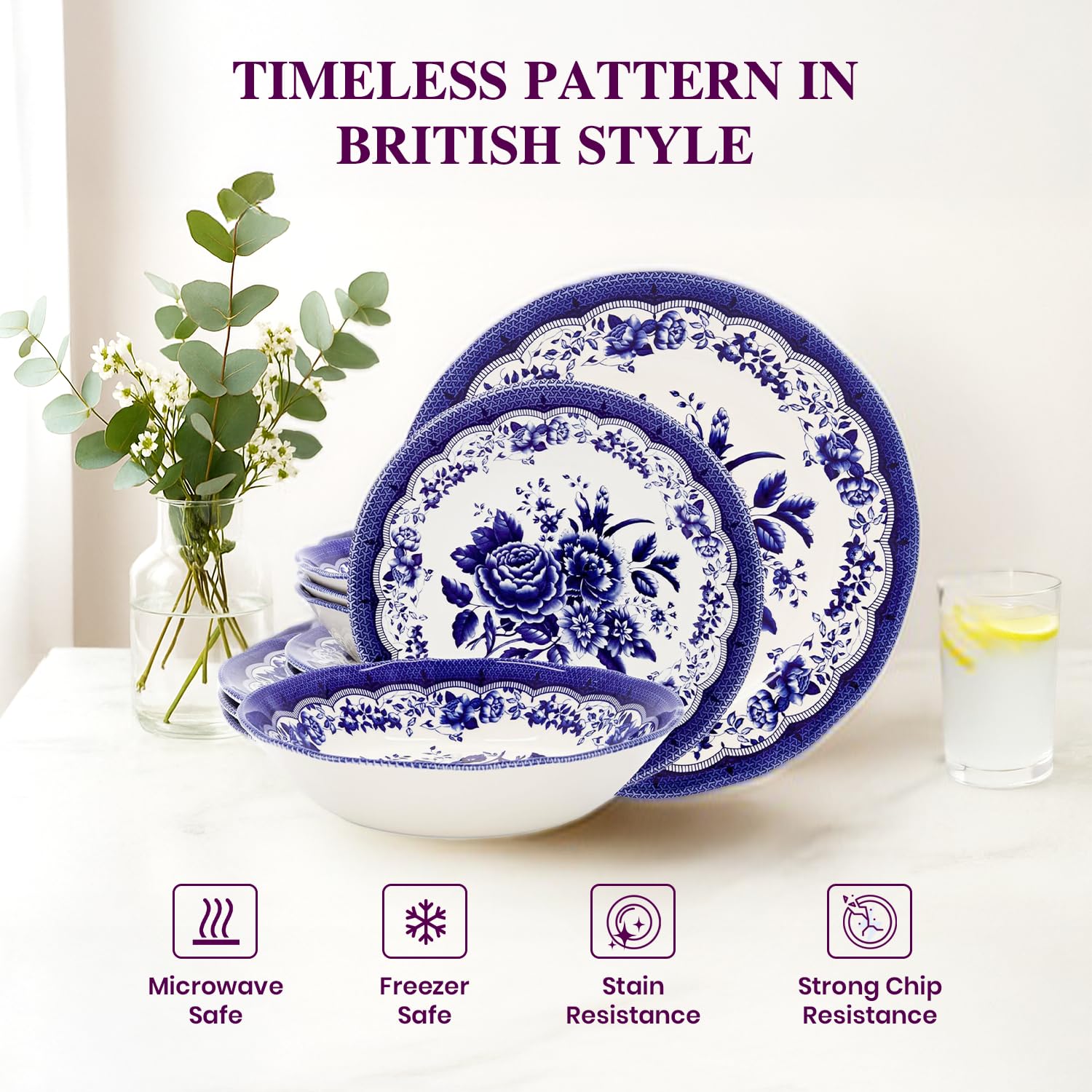 ロイヤルチューダー　食器セット Amazon.co.jp: TUDOR ROYAL 12点磁器ラウンド食器セット、4人用